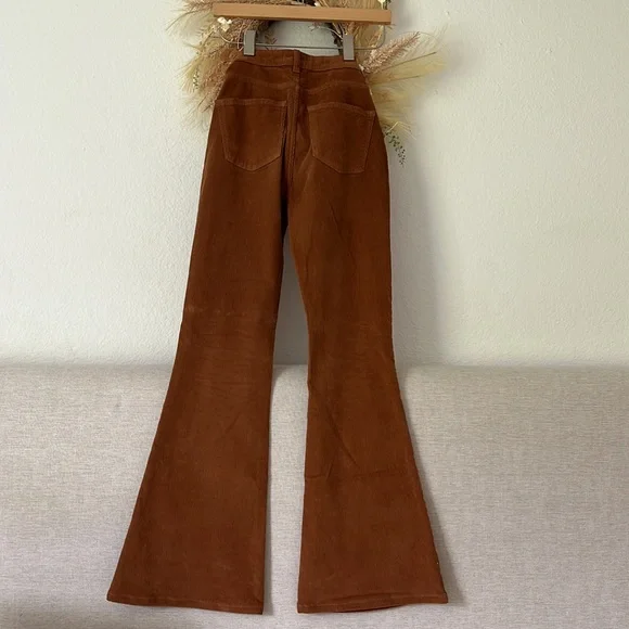 DL1961 Rachel Instasculpt High Rise Corduroy Flare Jeans 70s Style Marigold - Picture 4 of 8